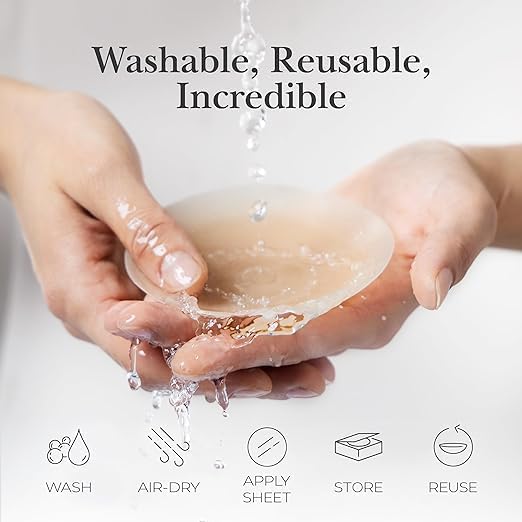 Fixwal Nipple Covers for Women, Sticky Adhesive Silicone Nipple Pasties - Reusable Pasty Nipple Covers for Women with Travel Box