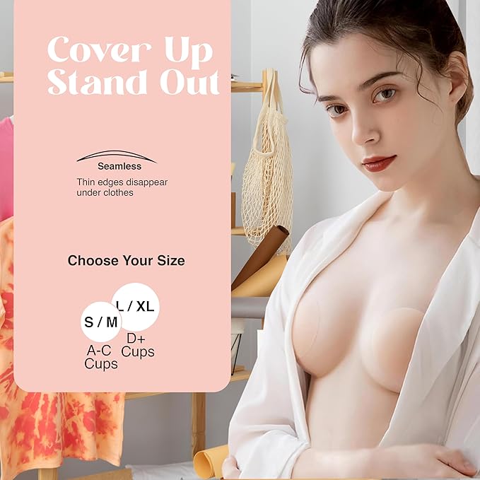 Fixwal Nipple Covers for Women, Sticky Adhesive Silicone Nipple Pasties - Reusable Pasty Nipple Covers for Women with Travel Box