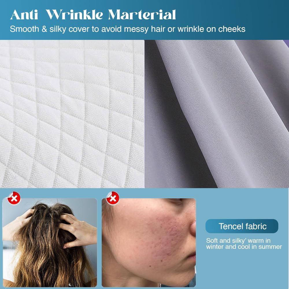 Fixwal® Cervical Pillow for Neck Pain Relief, Memory Foam Ergonomic Contour Pillow for Side, Back, Stomach Sleepers, Neck Support, Light Grey